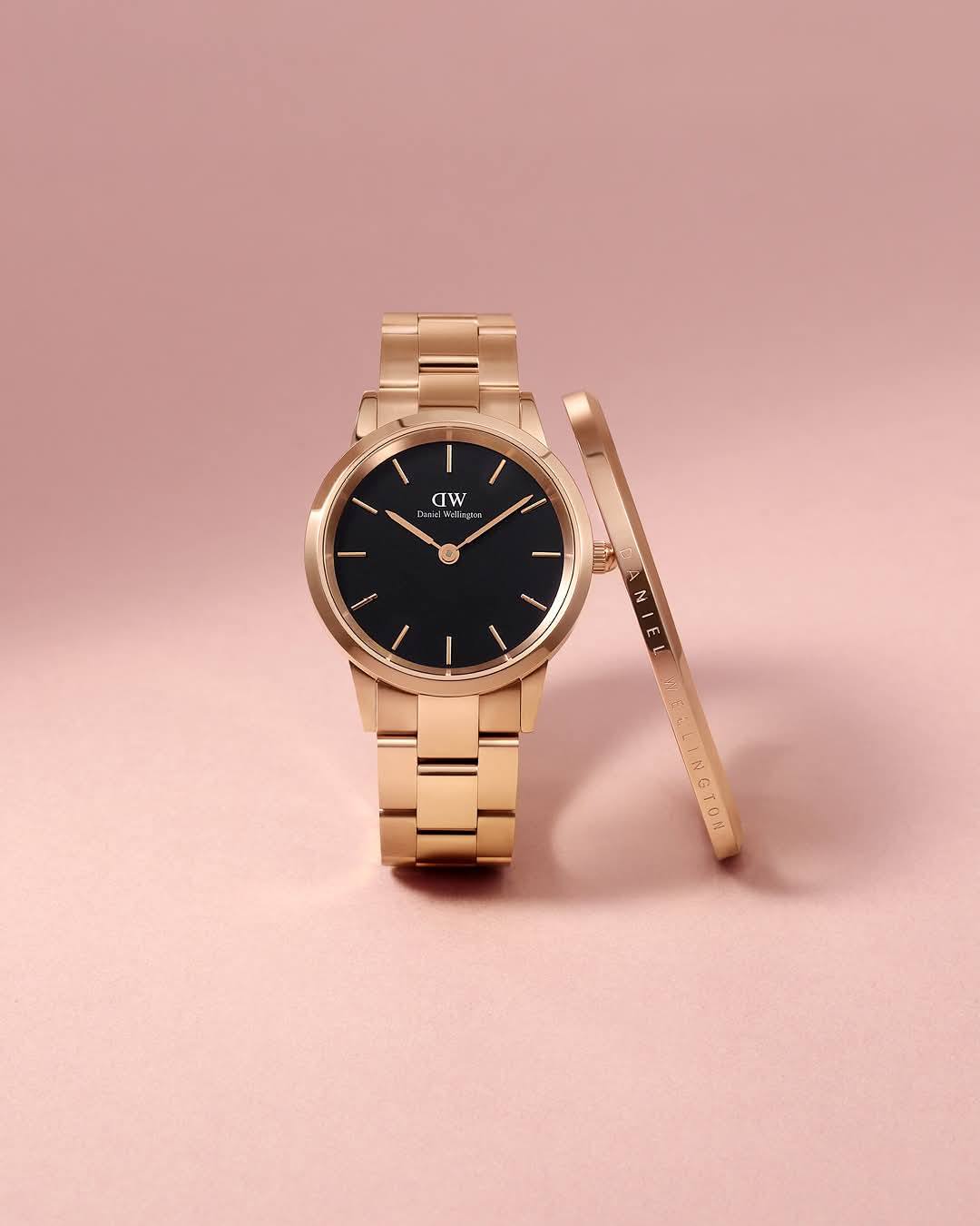 Daniel Wellington Iconic Link Black Watch + Elan Bracelet RG