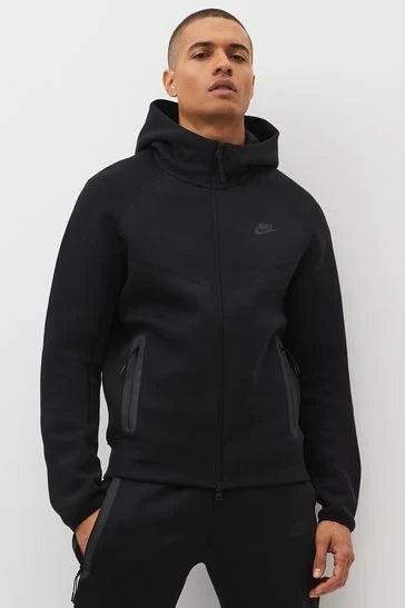 Black Tech Fleece Zip-Up Set Black