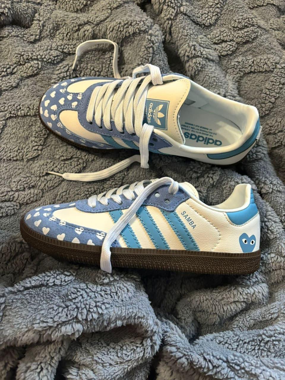 Adidas Samba x Comme des Garçons Blue and White Shoes