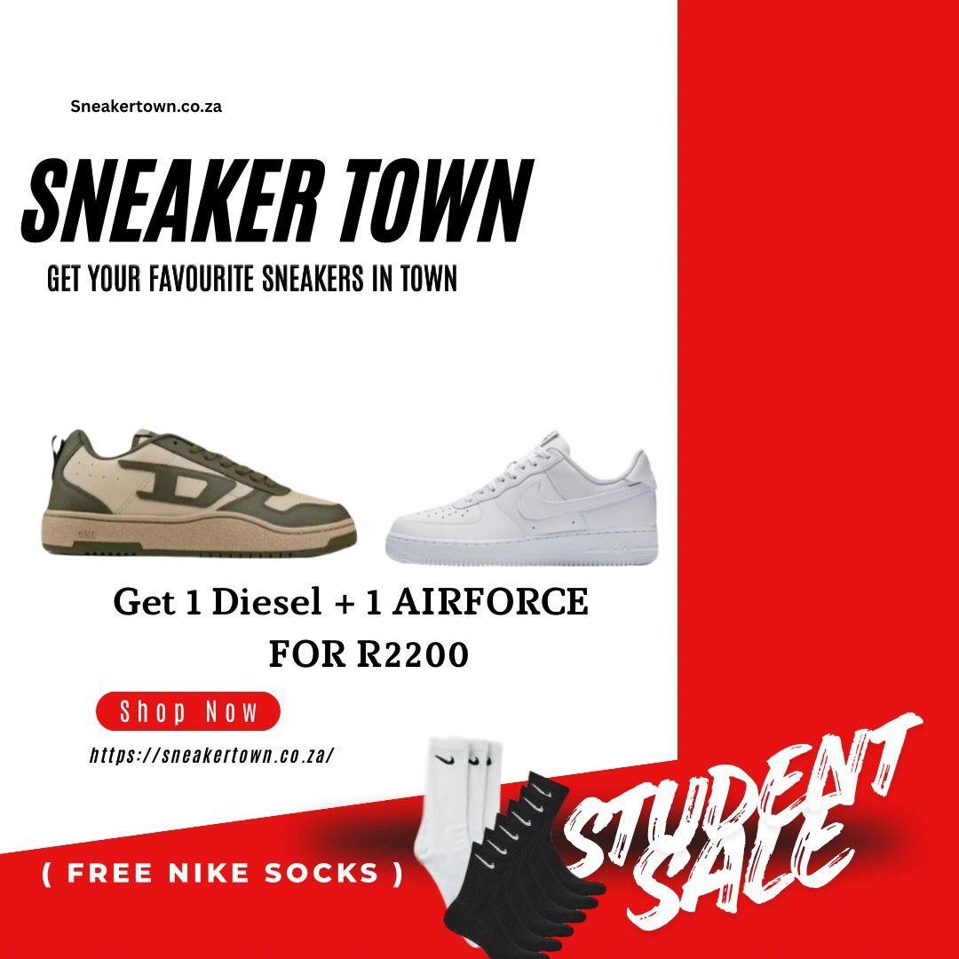 1x Diesel S-Ukiyo V2 Low and 1x Nike AirForce 1 Sneaker - Student Combo Sale