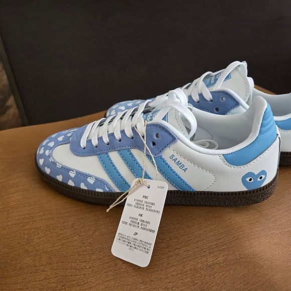 Adidas Samba x Comme des Garçons Blue and White Shoes