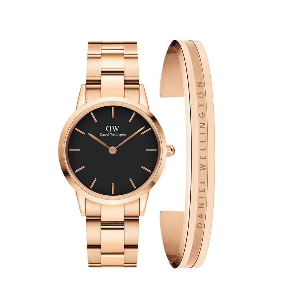 Daniel Wellington Iconic Link Black Watch + Elan Bracelet RG